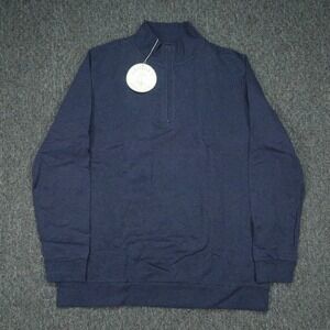 Criquet‎ Sweater Mens XL Blue Quarter Zip Cotton Mock Neck Jumper